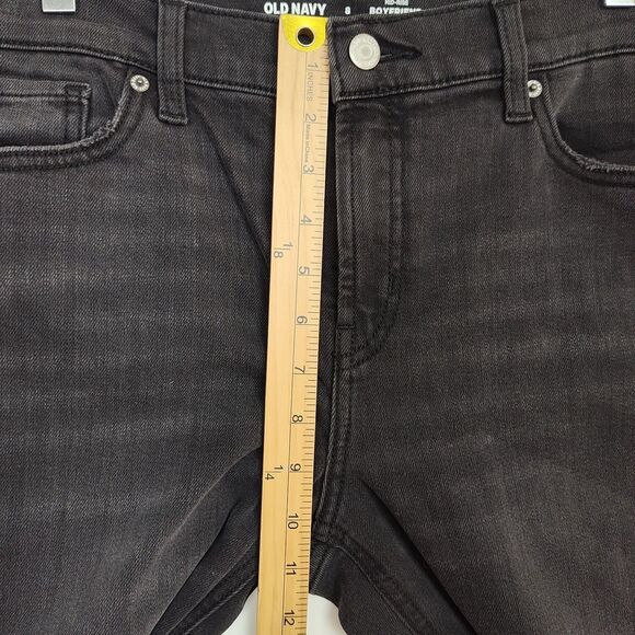NWT Old Navy Jeans Women's Size 8 Black Mid-rise Boyfriend Built-In Warm - Picture 4 of 12
